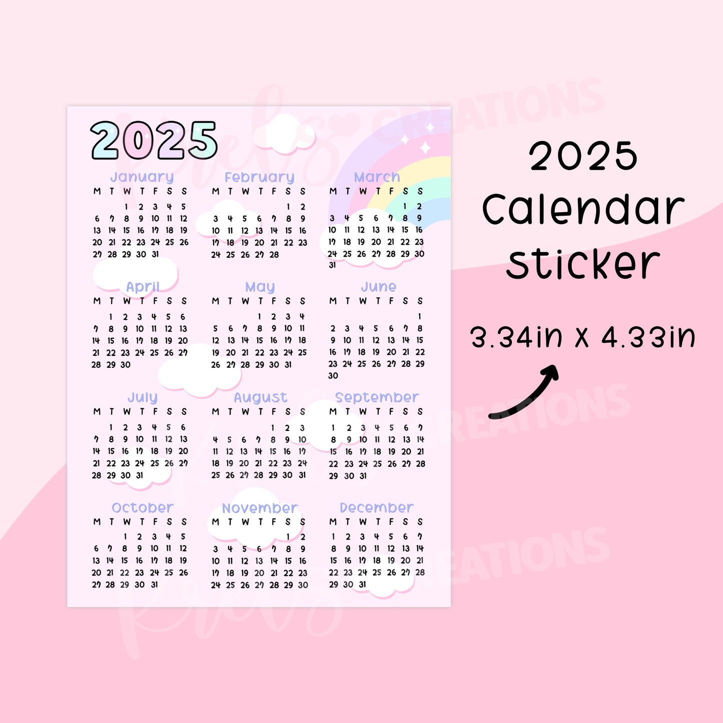 D145 | 2025 Calendar sticker | Choose size