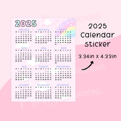 D145 | 2025 Calendar sticker | Choose size