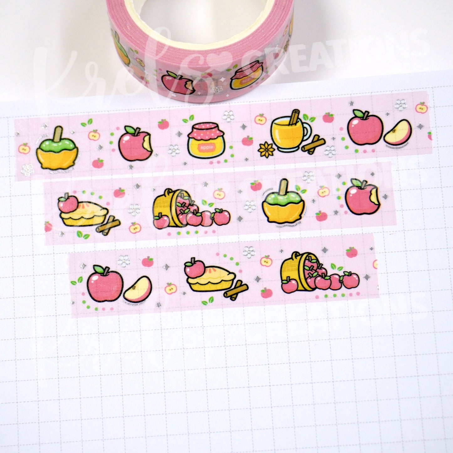 Apple cinnamon | Silver foil | 15mm washi tape