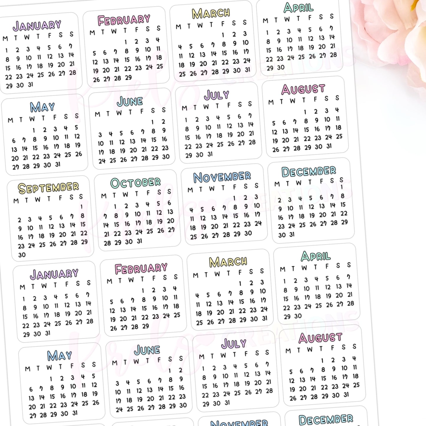 D08 | 2024 Mini Calendars | Pastel color