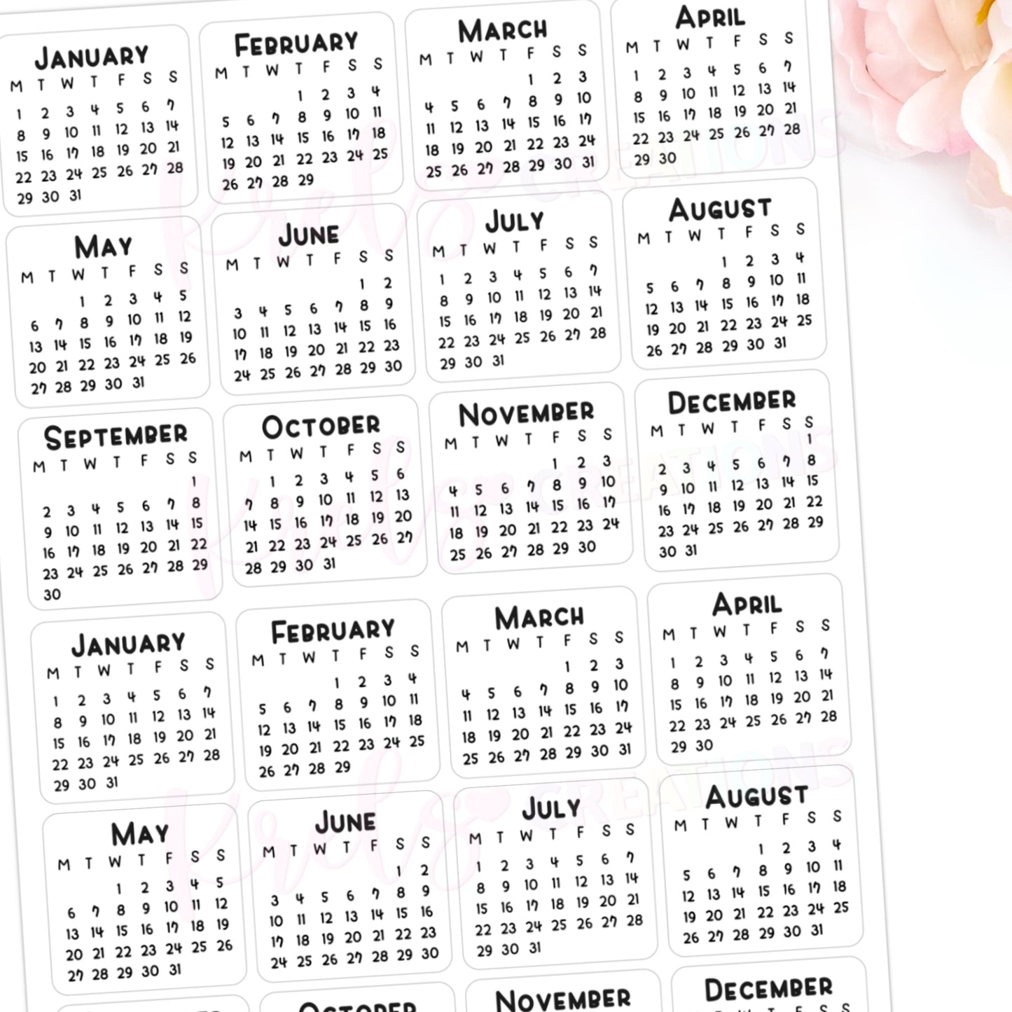 D07 | 2024 Mini Calendars | Neutral color