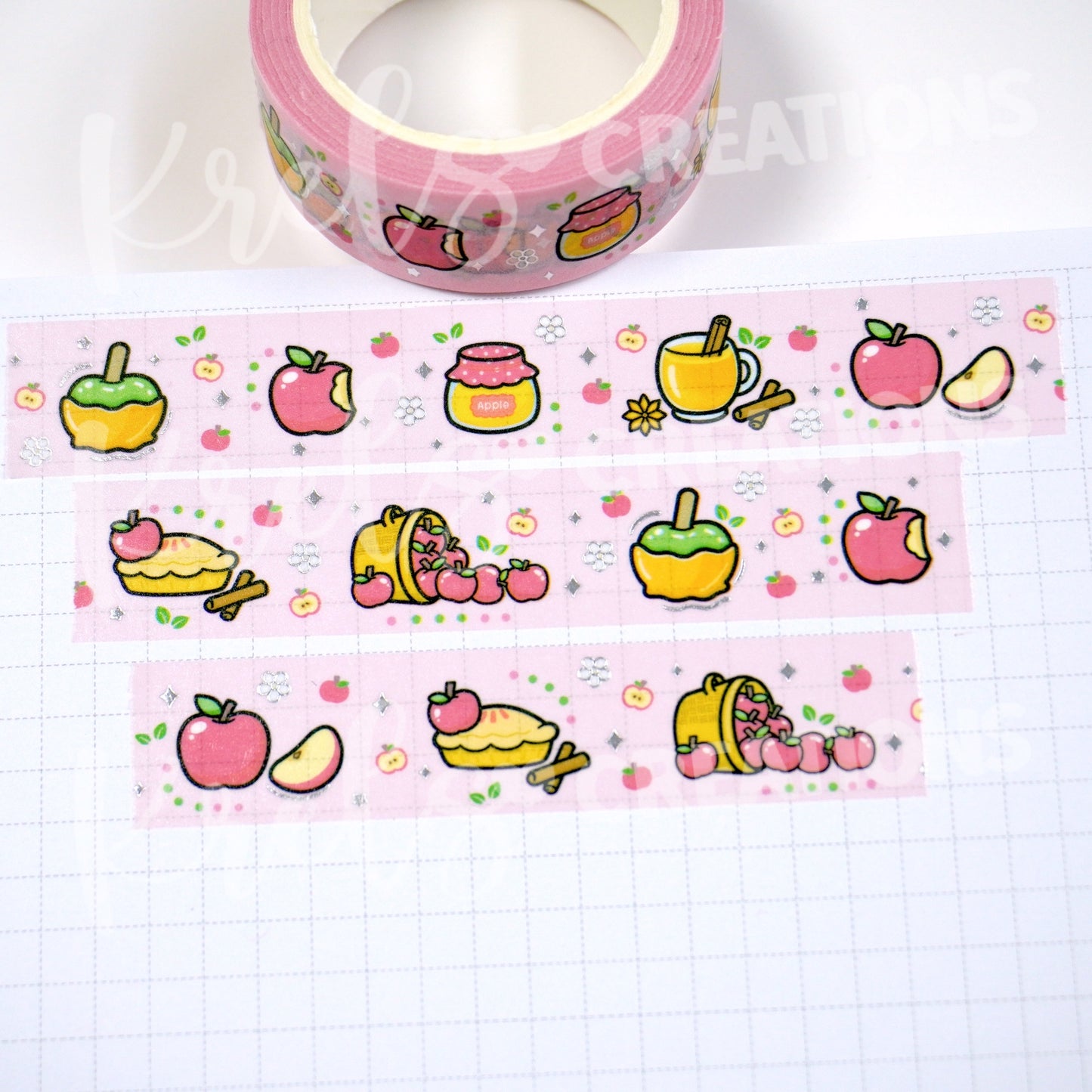 Apple cinnamon | Silver foil | 15mm washi tape