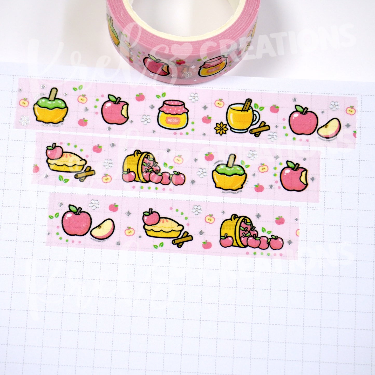 Apple cinnamon | Silver foil | 15mm washi tape