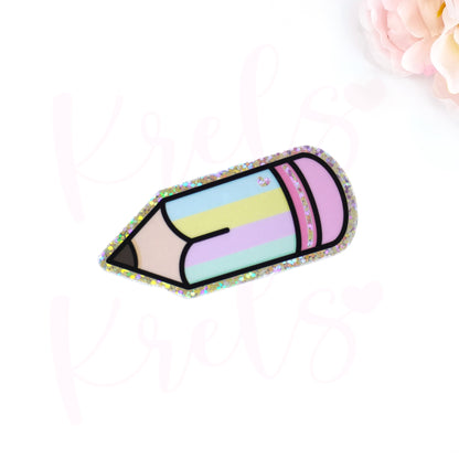 Pencil glitter die-cut sticker