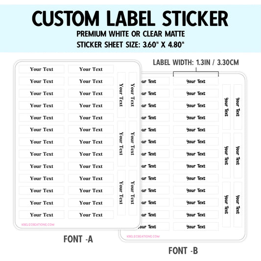 Custom Text - Sticker label width 1.30in