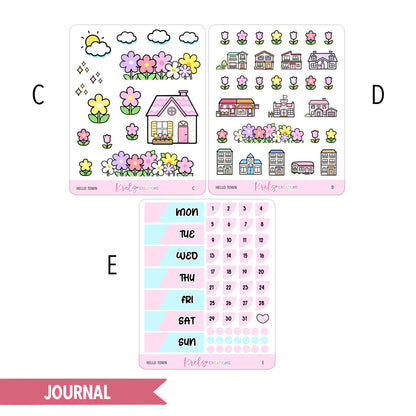 Hello town | Journaling sticker