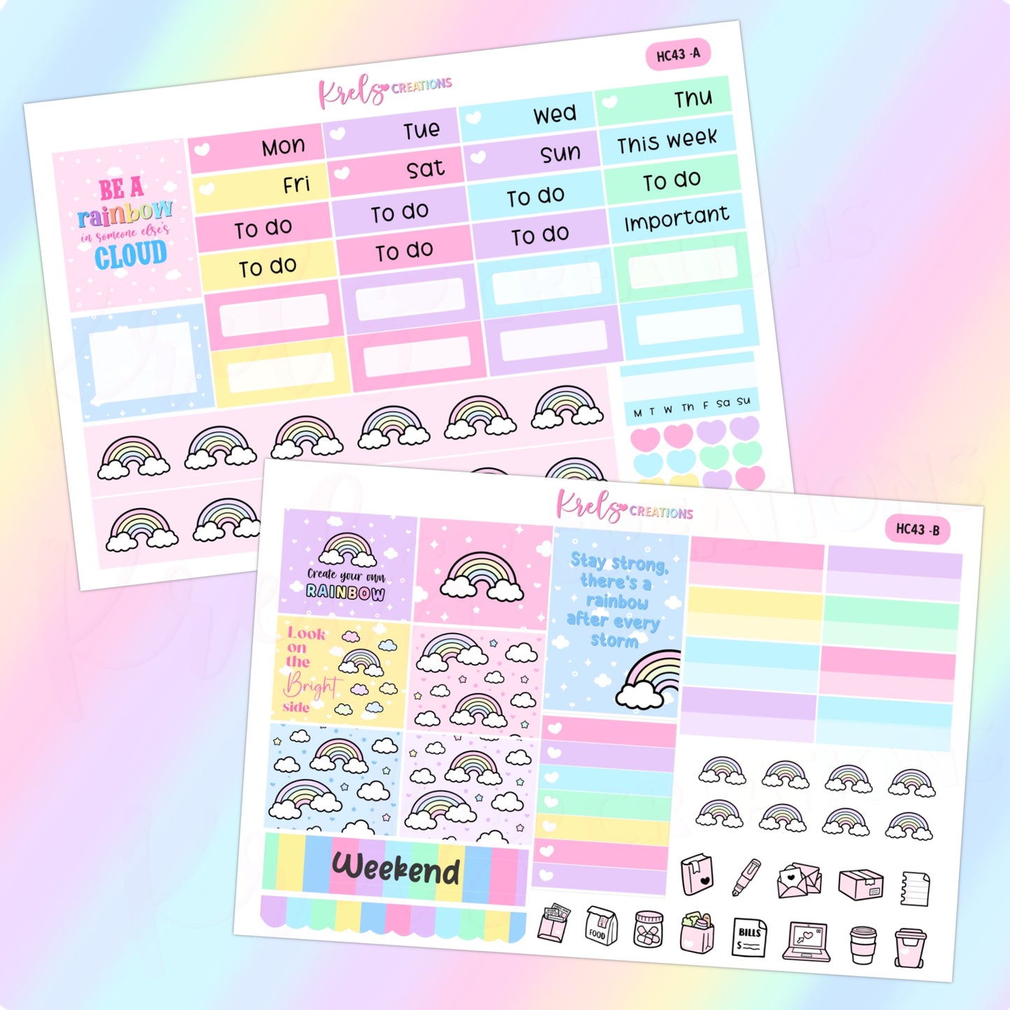 HC43 | Rainbow | Hobonichi cousin -2 sheets