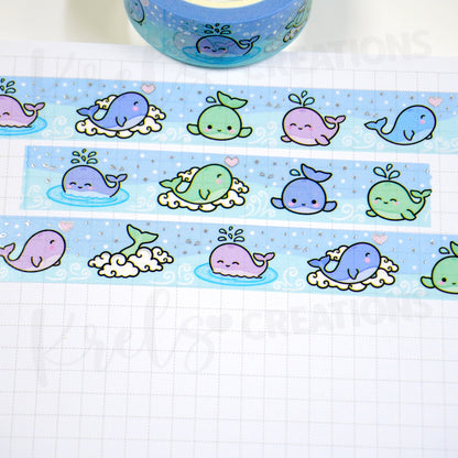 Oh Whale! | Silver foil | 15mm washi tape