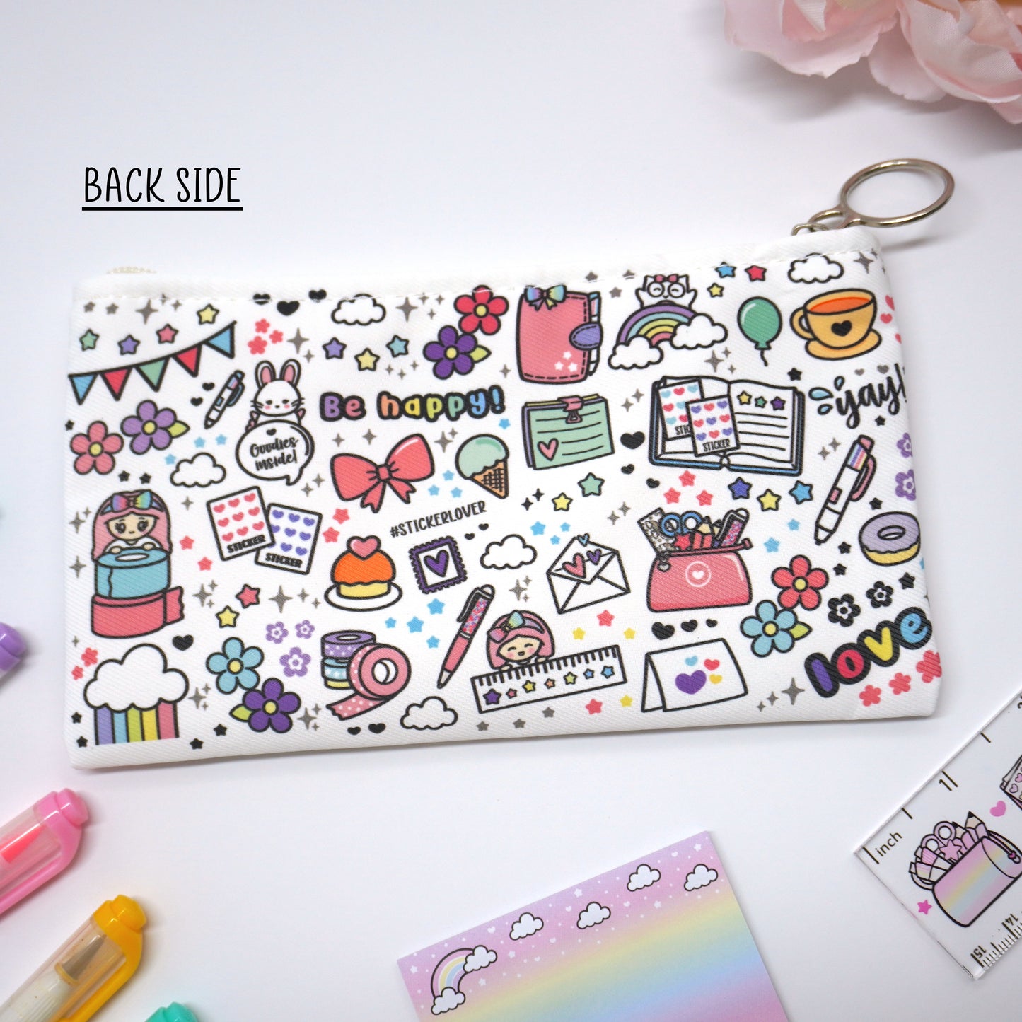 Stationery pouch | Love doodles (Bold color)