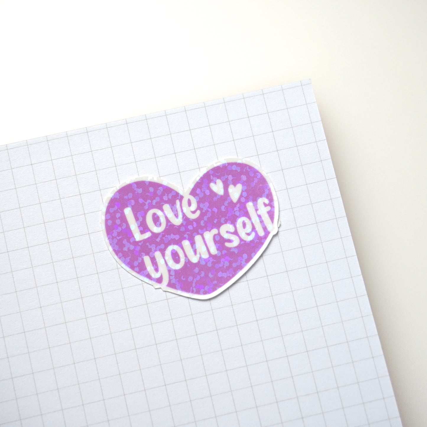 Love yourself (small) | Holographic overlay | Die-cut sticker