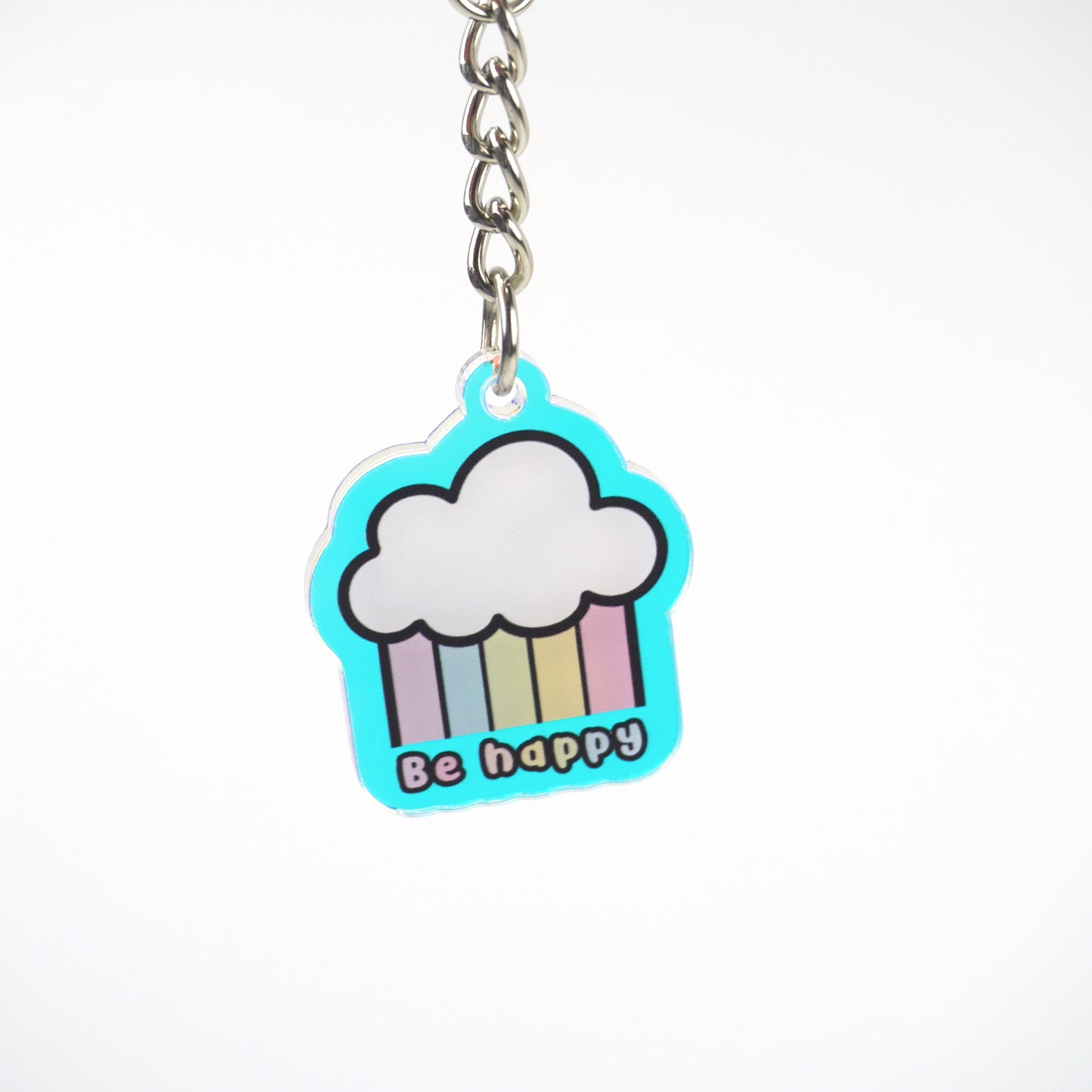 Be happy holographic keychain