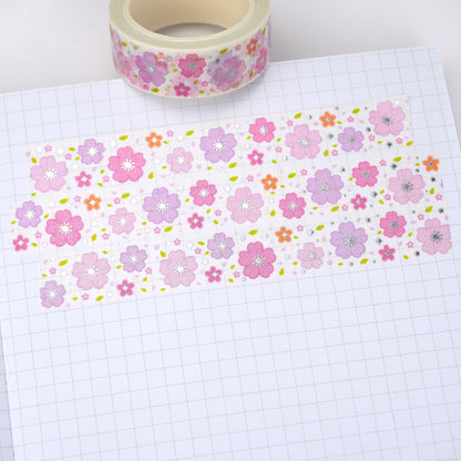 Cherry Blossom - White | Silver foil | 15mm washi tape