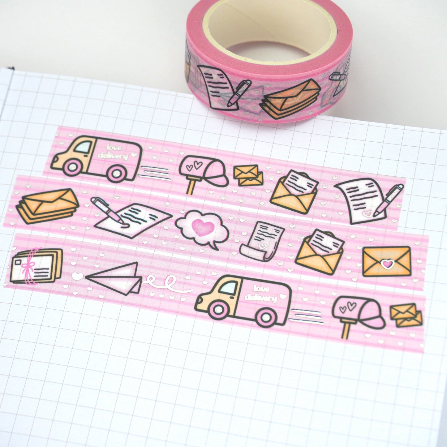 Love delivery | Silver foil | 15mm washi tape