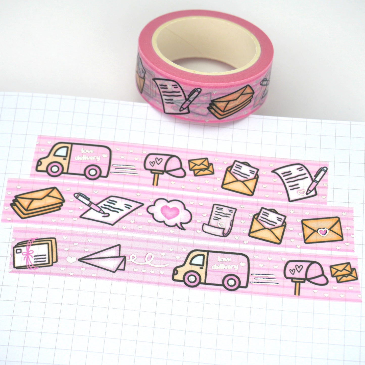 Love delivery | Silver foil | 15mm washi tape
