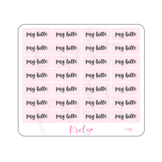 Pay bills | Pink minimal sticker | T186
