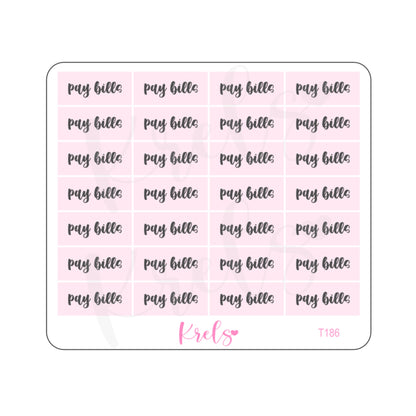 Pay bills | Pink minimal sticker | T186
