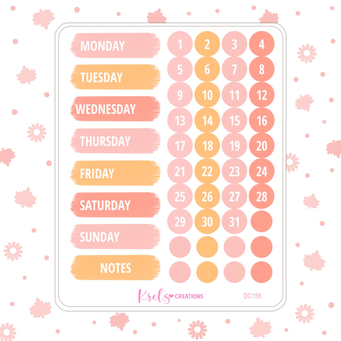 DC158 | FALL THEME 🍁 | Weekdays and date dots