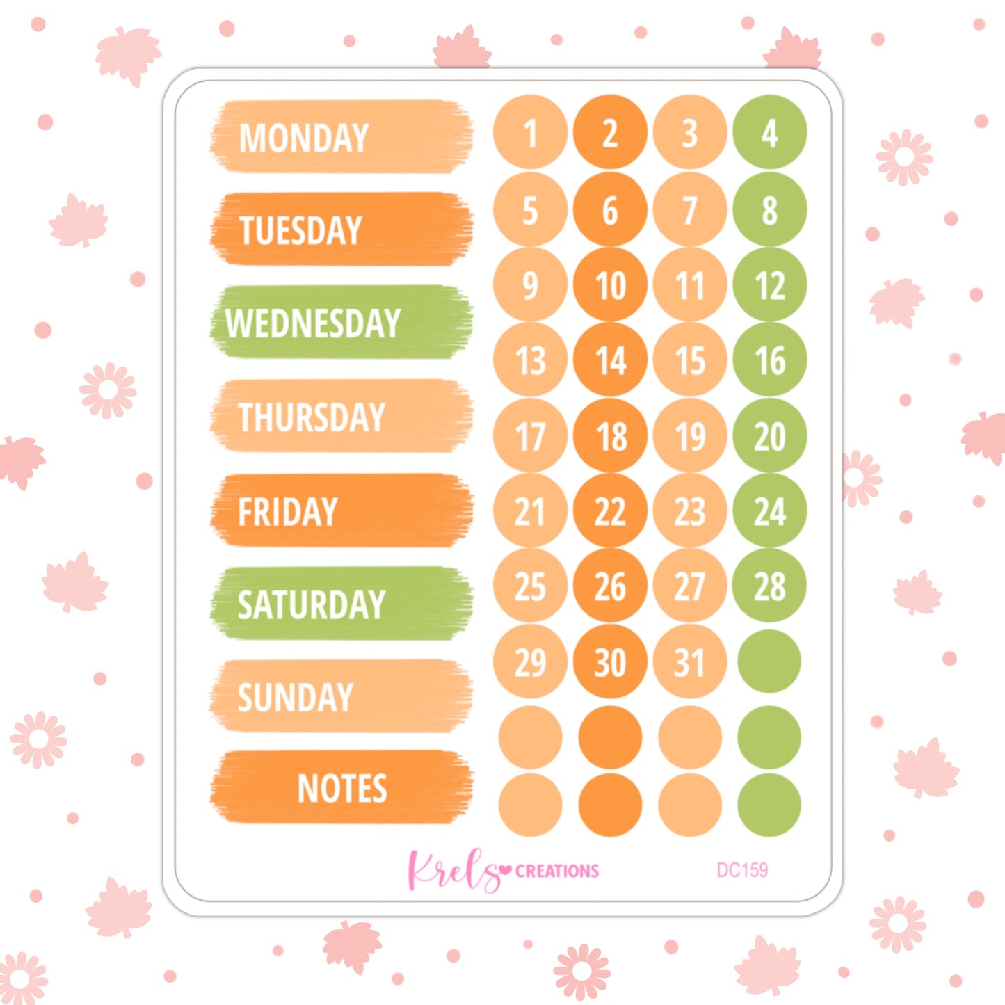 DC159 | FALL THEME 🍁 | Weekdays and date dots