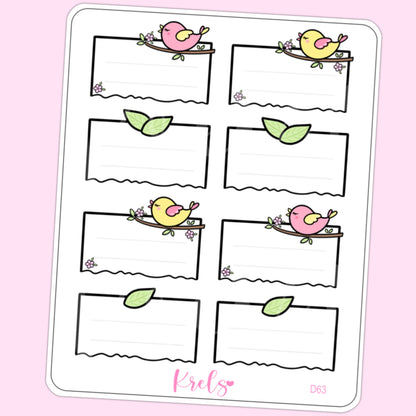 Spring bird note sticker | D63