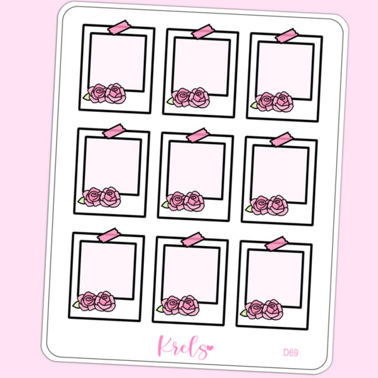 Rose polaroid note sticker | D69