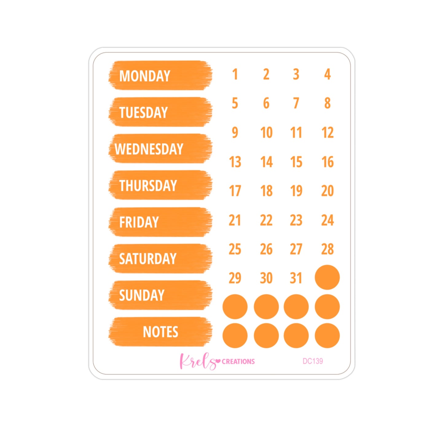 DC139 | Weekdays and date dots