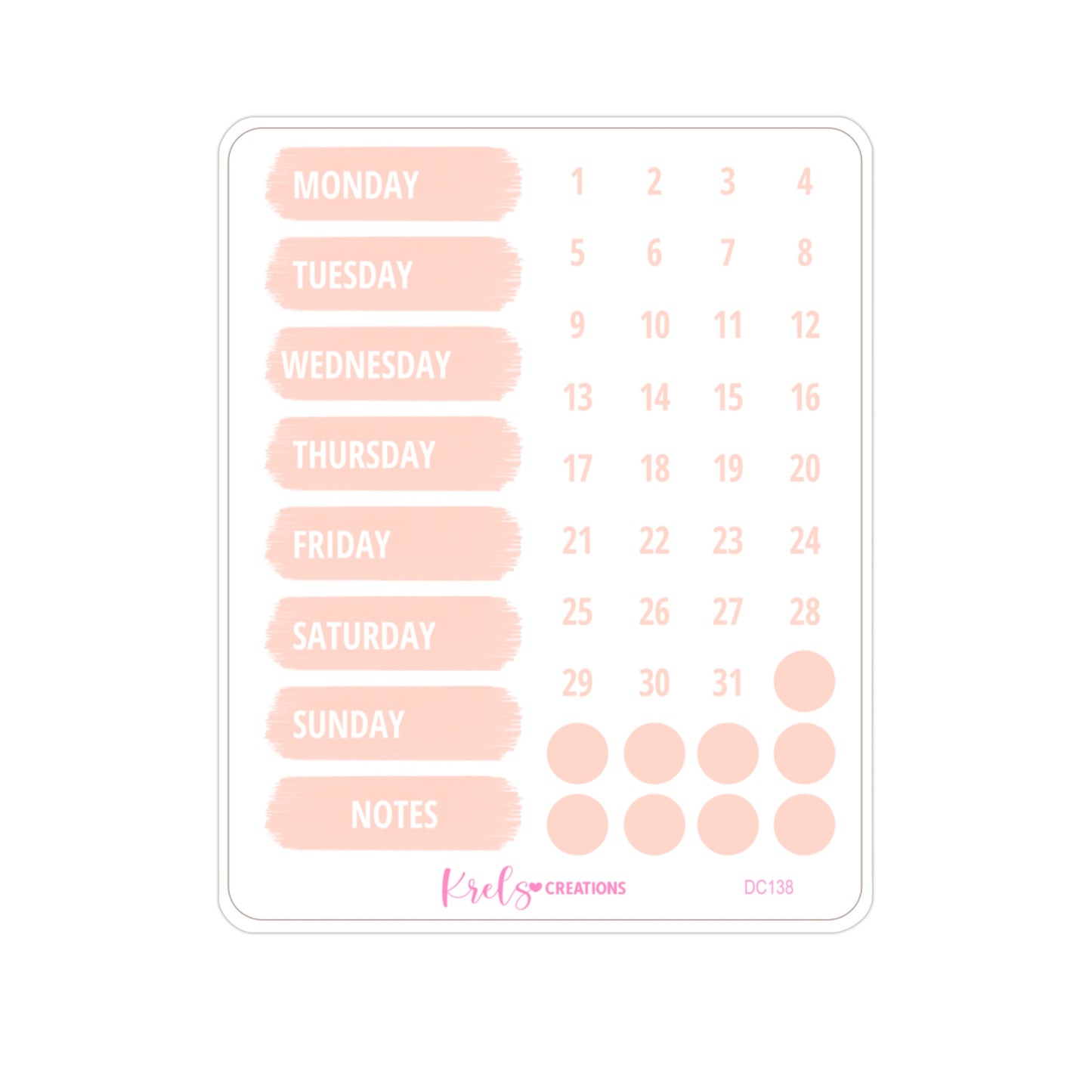 DC138 | Weekdays and date dots