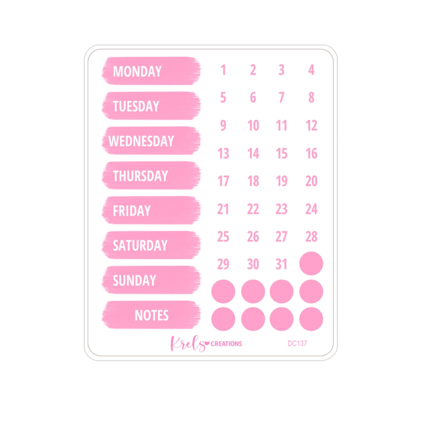 DC137 | Weekdays and date dots