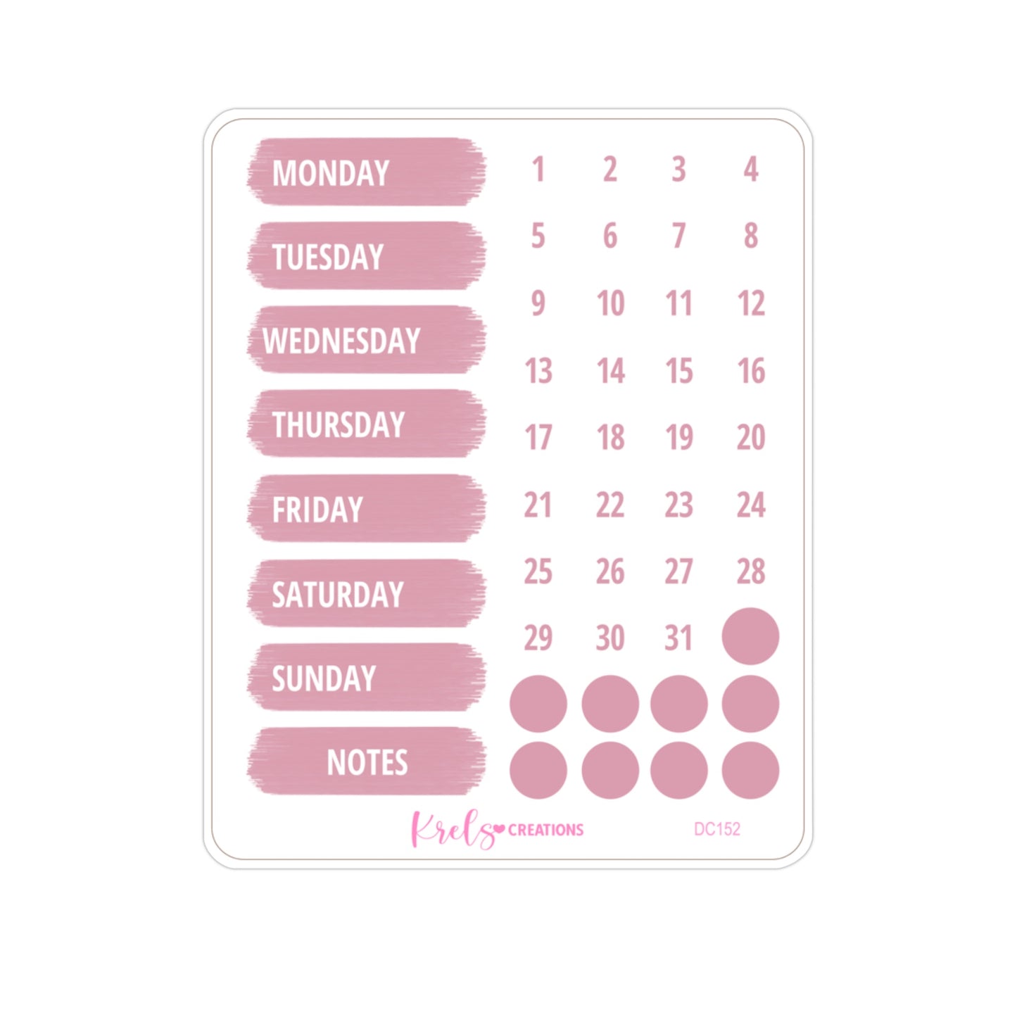 DC152 | Weekdays and date dots
