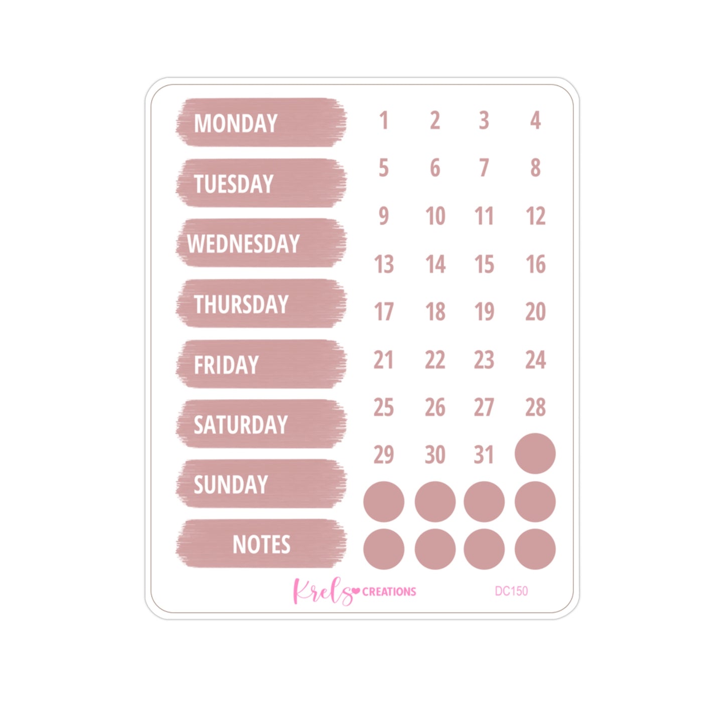 DC150 | Weekdays and date dots