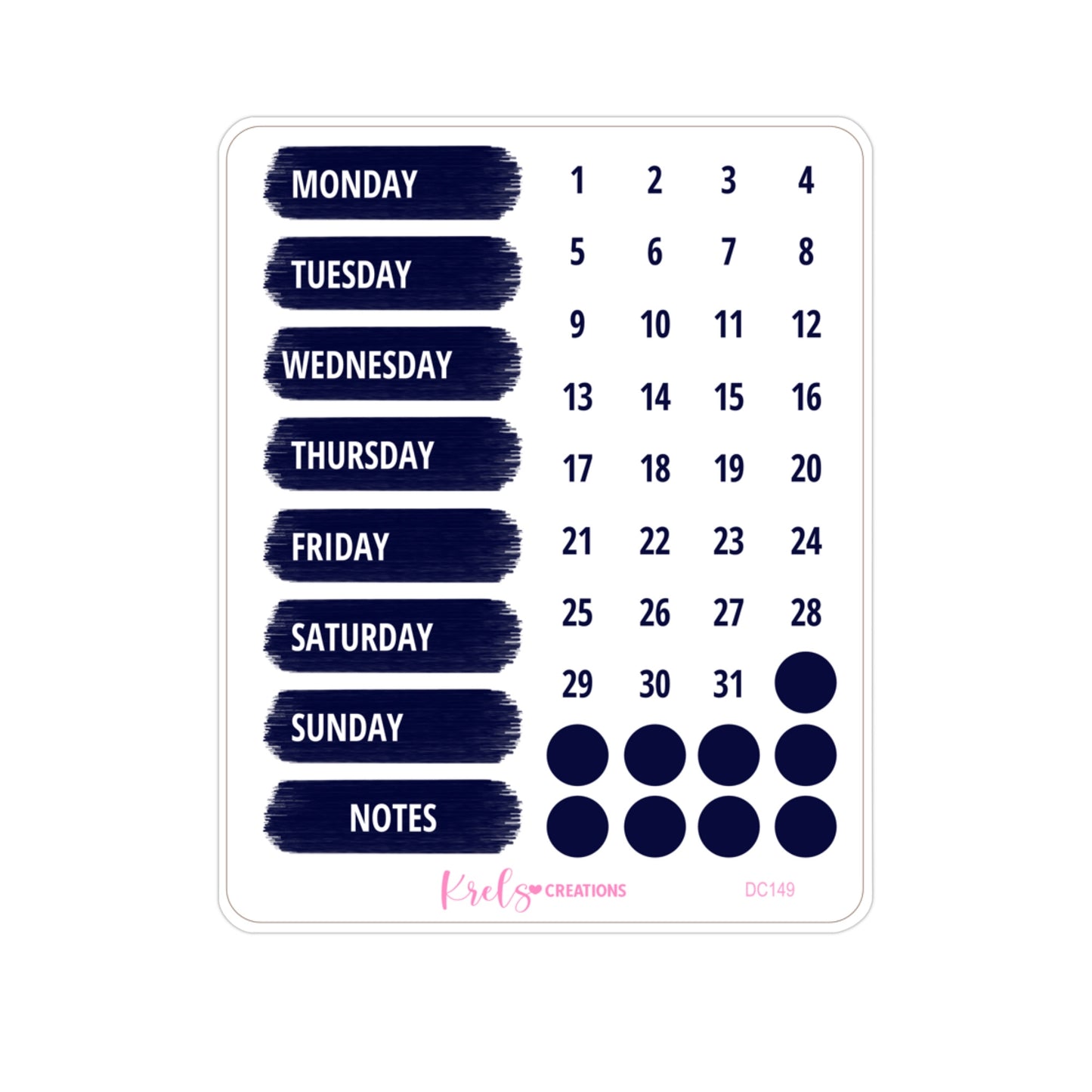 DC149 | Weekdays and date dots