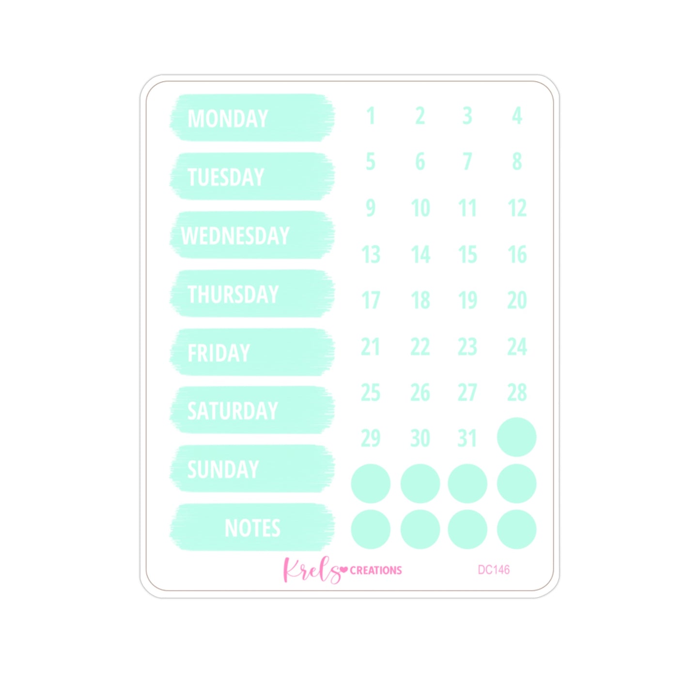 DC146 | Weekdays and date dots