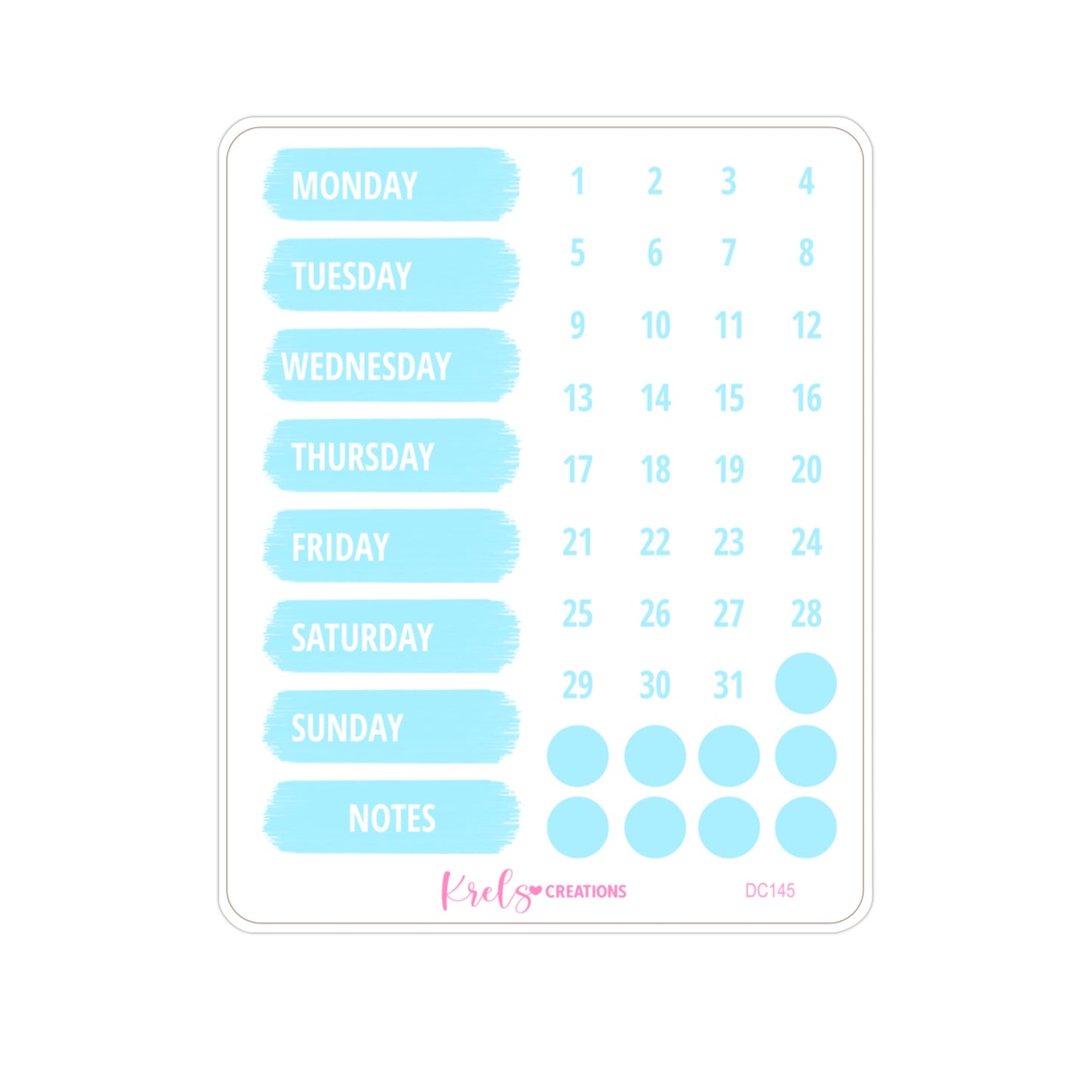 DC145 | Weekdays and date dots