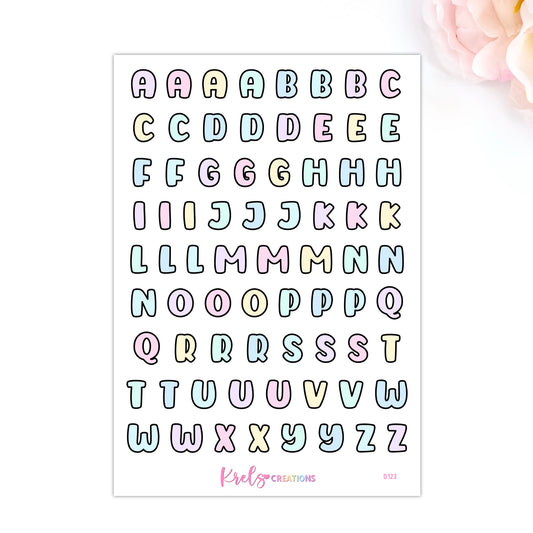 Letters sticker | Light Pastel  | D123