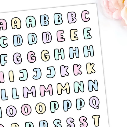 Letters sticker | Light Pastel  | D123