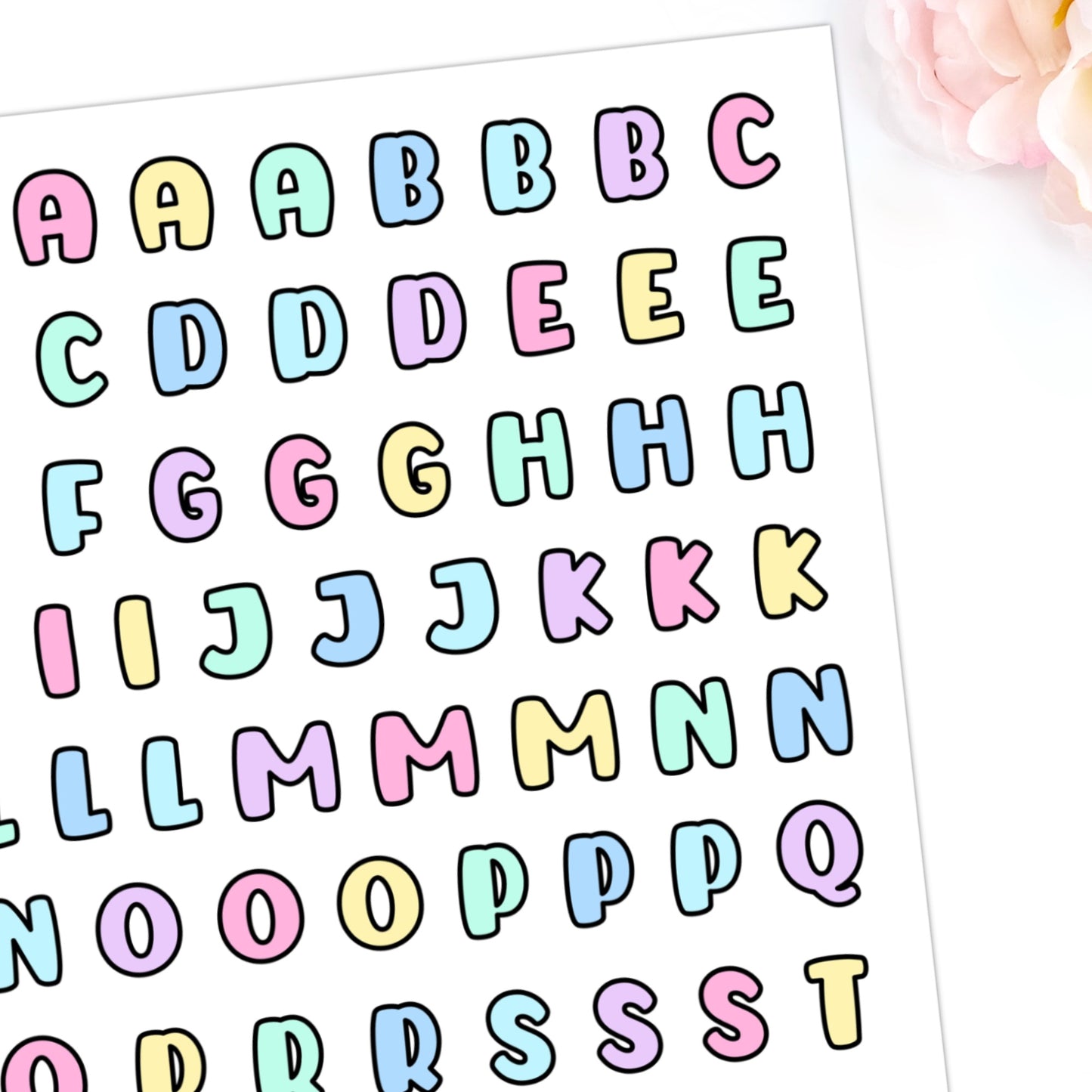 Letters sticker | Bright Pastel  | D124