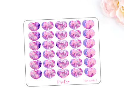 PINK MARBLE | Medium Heart | Transparent