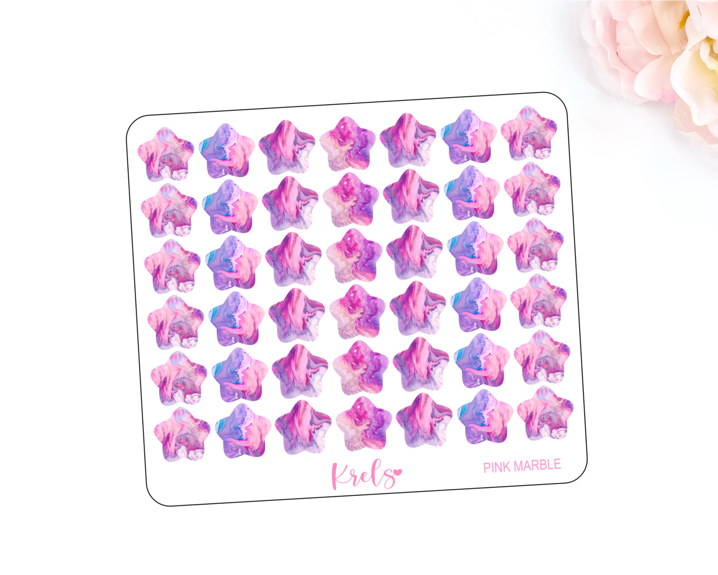 PINK MARBLE | Medium Star | Transparent