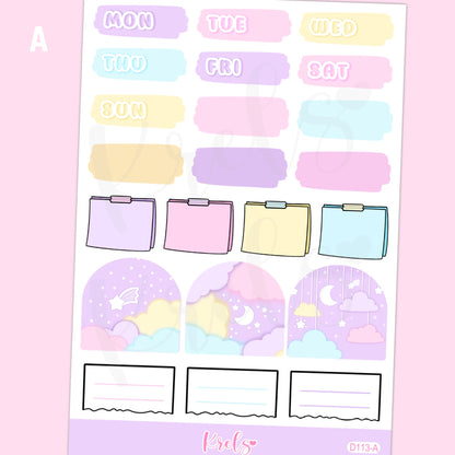 D113 | Twinkle twinkle -Pastel | Journaling sticker