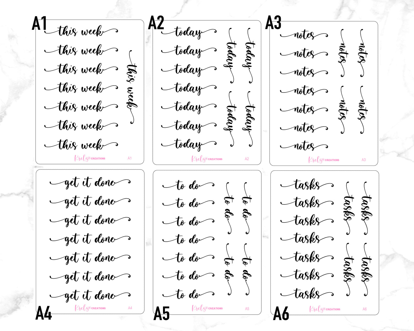 Glyphs Script / Special font | Clear Sticker Paper