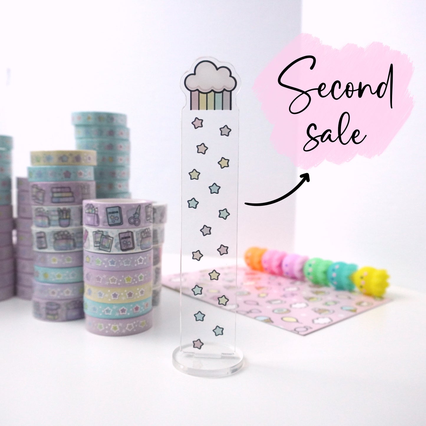 Second sale! | Raining rainbow | Acrylic Washi Stand